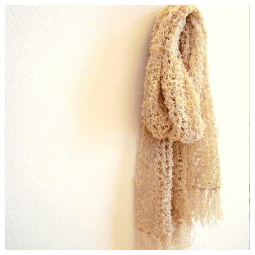 ストール（くさり編みとこま編み・フリンジ付）