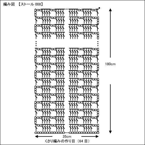 ストール（くさり編みと長編み・ストライプ柄）の無料編み図