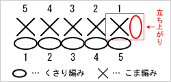 こま編みの立ち上がり