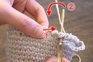 こま編みのバッグ：STEP 89/107