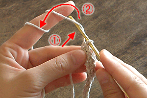 こま編みのコースター：STEP 10/36