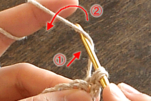 こま編みのコースター：STEP 18/36