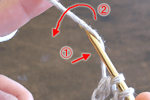 長編みのコースター：STEP 09/46