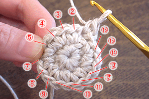 こま編みのかご：STEP 39/63