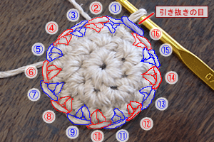 こま編みのかご：STEP 44/63